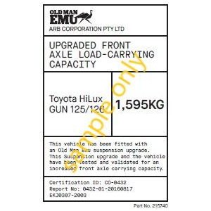 FRONT AXLE UPGRADE LABEL PACKHILUX 1595