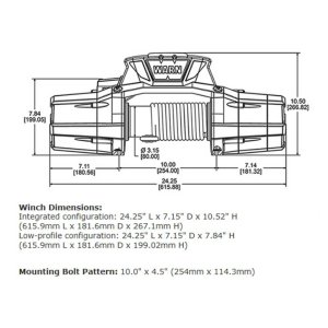 Winch with synthetic rope 12 000 lbs Warn Zeon 12-S Platinum