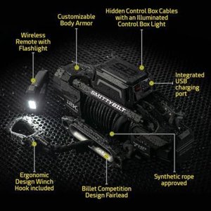 Winch with synthetic rope and wireless remote 12000 lbs Smittybilt X20 GEN3