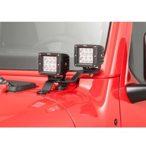 Windshield cowl mount for a LED 3x3" Dual Cube Go Rhino