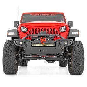 Front tubular bumper with skid plate and LED lights Rough Country