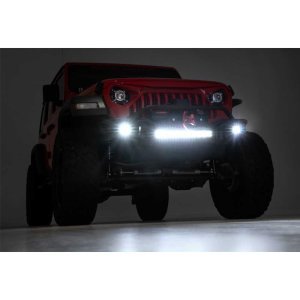Front tubular bumper with skid plate and LED lights Rough Country