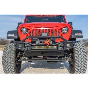 Front tubular bumper with skid plate and LED lights Rough Country