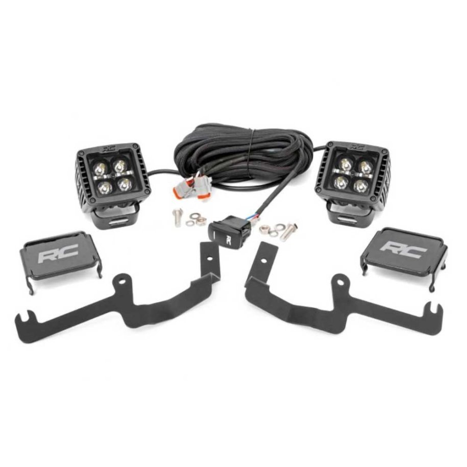 Lower windshield LED 2" kit White DRL Rough Country Black Series