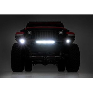 Front tubular bumper with skid plate and LED lights full Rough Country