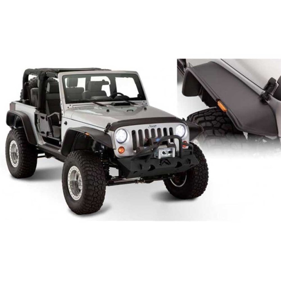 Front and rear fender flares standard coverage RealTruck Bushwacker Flat Style